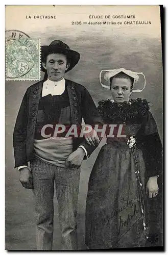 Cartes postales Folklore Jeunes maries de Chateaulin Mariage