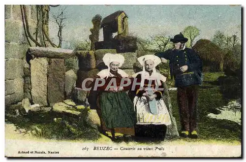 Cartes postales Folklore Beuzec Causerie au vieux puits