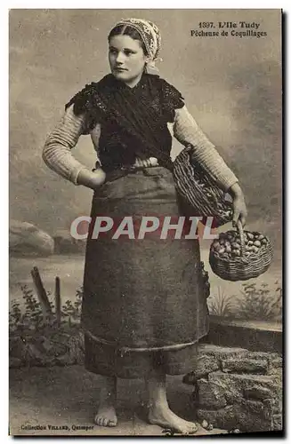 Cartes postales Folklore L&#39Ile Tudy Pecheuse de coquillages