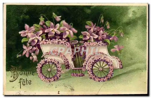 Cartes postales Fantaisie Fleurs Automobile