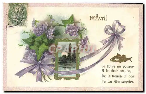 Cartes postales Fantaisie Fleurs Poisson 1er Avril