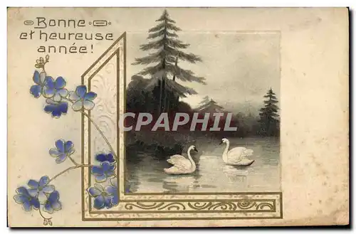 Cartes postales Fantaisie Fleurs Cygnes