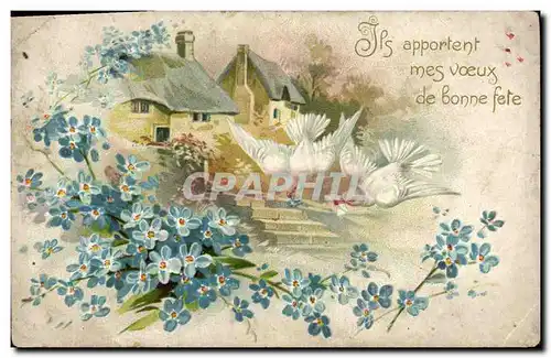 Cartes postales Fantaisie Fleurs Colombes