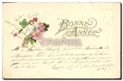 Cartes postales Fantaisie Fleurs Cochon Porc Fer a cheval Trefle Coeur