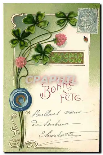 Cartes postales Fantaisie Fleurs Trefles Fer a cheval