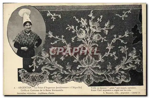 Cartes postales Folklore Dentelle Dentelliere Argentan Le Point d'Argentan entierement a l'aiguille Norman