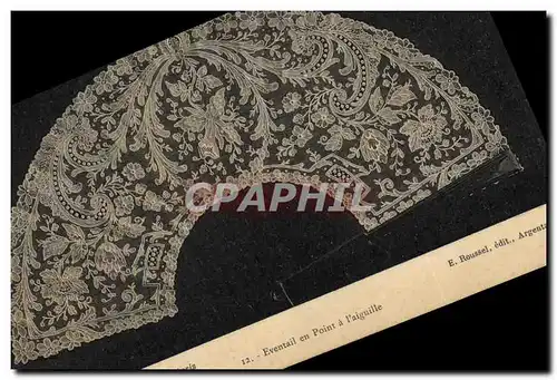 Cartes postales Folklore Dentelle Dentelliere Eventail en point a l'aiguille