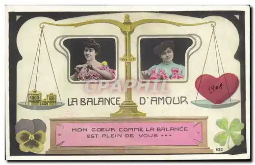 Cartes postales Fantaisie Femme La balance d&#39amour