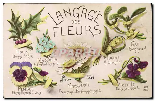 Ansichtskarte AK Fantaisie Langage des Fleurs