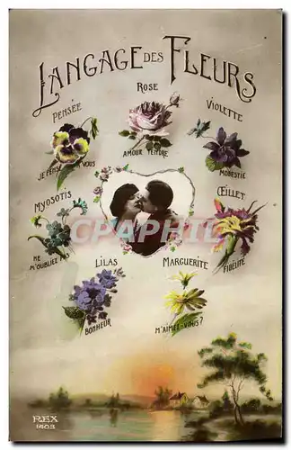 Cartes postales Fantaisie Langage des Fleurs