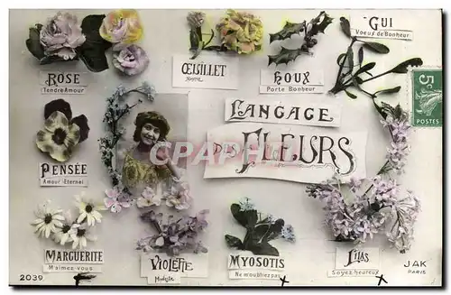 Ansichtskarte AK Fantaisie Langage des Fleurs