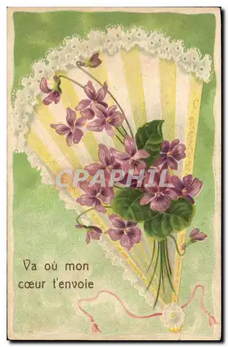 Cartes postales Fantaisie Eventail Fleurs