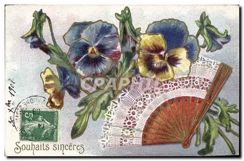 Cartes postales Fantaisie Eventail Fleurs