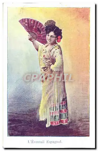 Cartes postales Fantaisie Eventail Femme L&#39eventail espagnol