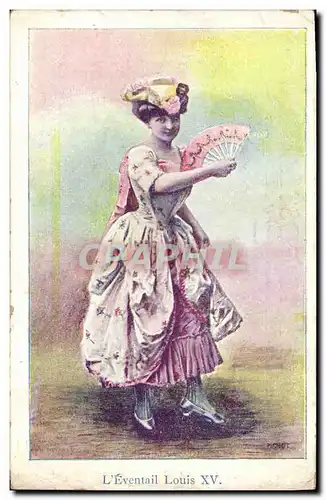 Ansichtskarte AK Fantaisie Eventail Femme Louis XV