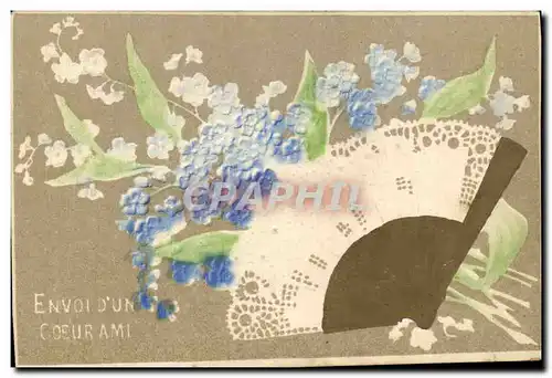 Cartes postales Fantaisie Eventail Fleurs