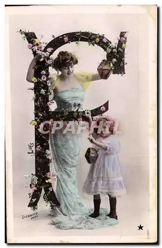 Cartes postales Fantaisie Femme Lettres Lettre F Enfant