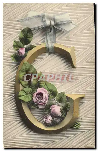 Cartes postales Fantaisie Fleurs Lettres Lettre G