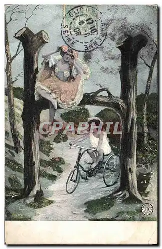 Cartes postales Fantaisie Femme Lettres Lettre H Velo Tricycle