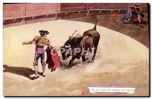 Cartes postales Corrida Course de taureaux Un recorte capote al brazo