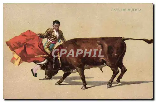 Cartes postales Corrida Course de taureaux Pase de Muleta