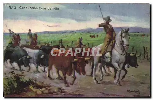 Cartes postales Corrida Course de taureaux Conduccion toros de lidia