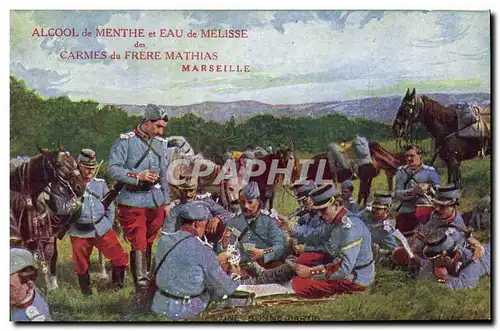 Ansichtskarte AK Militaria Une bonne partie Cartes Alcool de menthe et eau de Melisse Carmes du Frere Mathias Mar