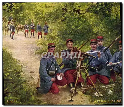 Cartes postales Militaria La mitrailleuse