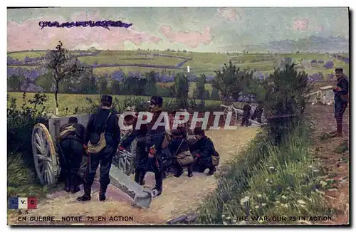 Cartes postales Militaria Notre 75 en action