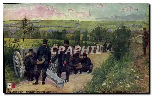 Cartes postales Militaria Notre 75 en action