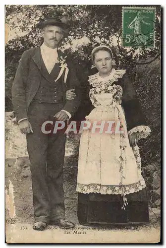 Ansichtskarte AK Folklore Cornouailles Les maries Mariage