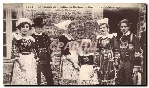 Ansichtskarte AK Folklore Concours de costumes bretons Costumes de mariages Coiffe de Ceremonie