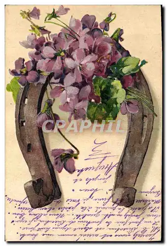 Cartes postales Fantaisie Fleurs Fer a cheval