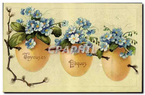 Cartes postales Fantaisie Fleurs Oeufs Paques