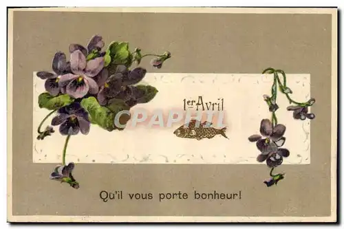 Cartes postales Fantaisie Fleurs Poisson 1er Avril