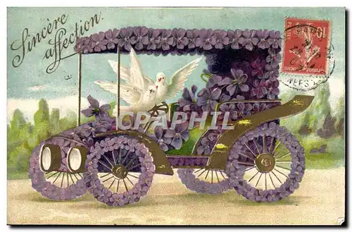 Cartes postales Fantaisie Fleurs Automobile Colombes