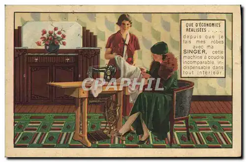 Cartes postales Femmes Machine a coudre Singer
