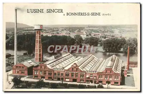 Cartes postales L&#39usine Singer a Bonnieres sur Seine Machine a coudre