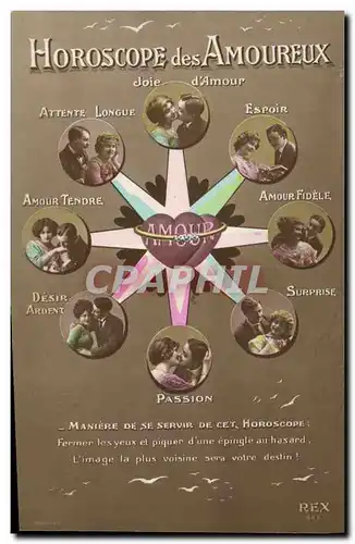 Cartes postales Fantaisie Femme Horoscope des amoureux Amour