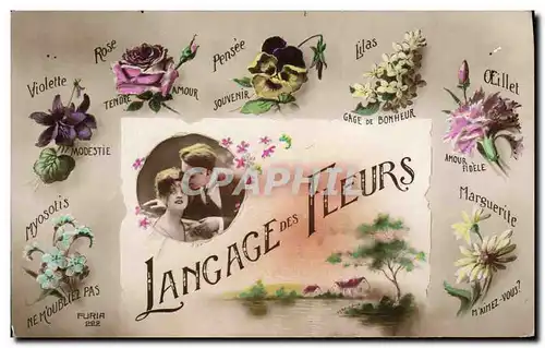 Cartes postales Fantaisie Le langage des Fleurs