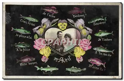 Cartes postales Fantaisie Femme 1er Avril Poissons