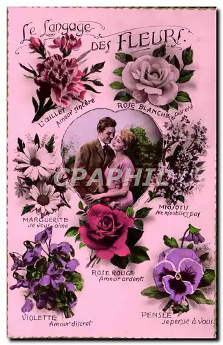 Cartes postales Fantaisie Le langage des Fleurs