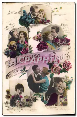 Cartes postales Fantaisie Le langage des Fleurs Femmes