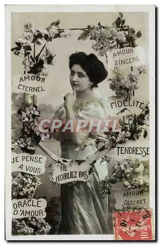 Ansichtskarte AK Fantaisie Fleurs Femme Amour