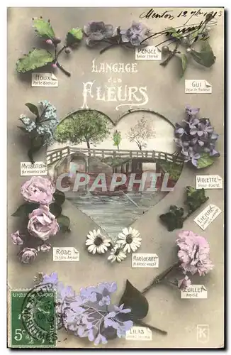 Cartes postales Fantaisie Le langage des Fleurs