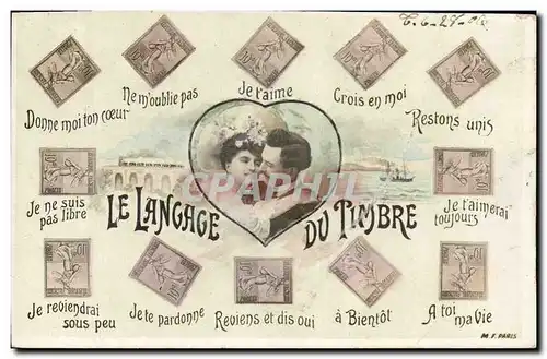 Cartes postales Fantaisie Langage du timbre Semeuse 10c