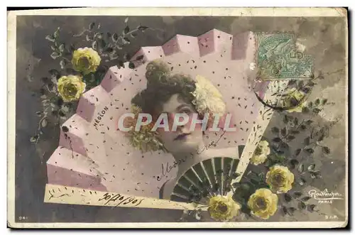 Cartes postales Fantaisie Femme Eventail