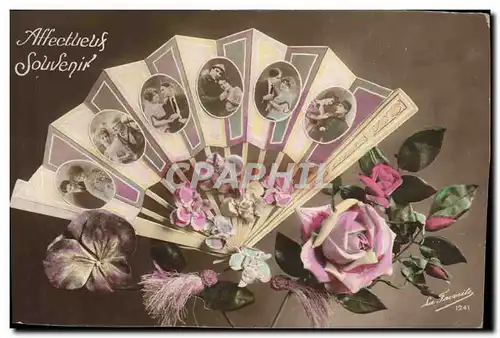 Cartes postales Fantaisie Fleurs Eventail