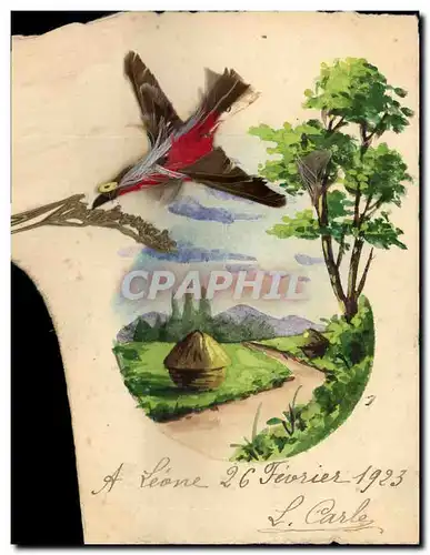 Cartes postales Fantaisie Fleurs oiseau