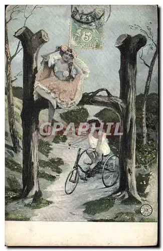 Ansichtskarte AK Fantaisie Femme Lettres Lettre H Velo Cycle Enfant